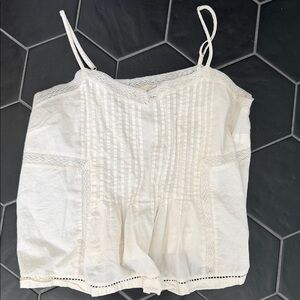 White Cotton Eyelet Cami Tank Top